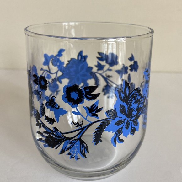 (4) Lot Royal Norfolk Royal Blue Navy Blue White Floral Tall Drinking Glasses - Picture 13 of 16